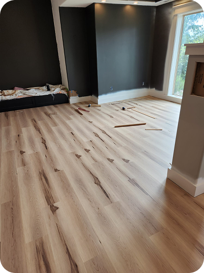 Finished hardwood floor installation
